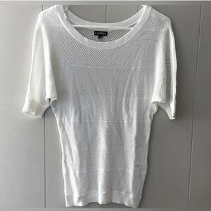 Express Bright white summer Loose Knit 3/4 Dolman Sleeve rayon top XS